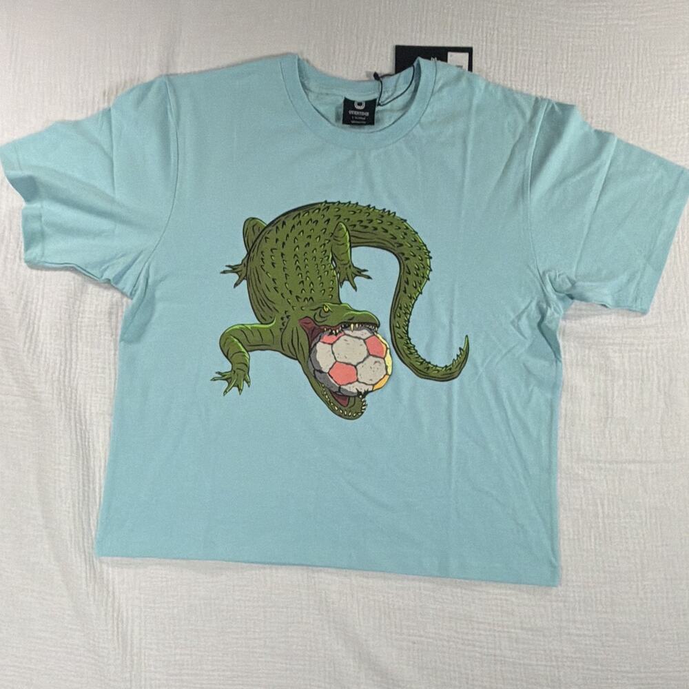 Overtime Alligator Soccer Ball Graphic T-Shirt Boys Youth XL Blue NWT